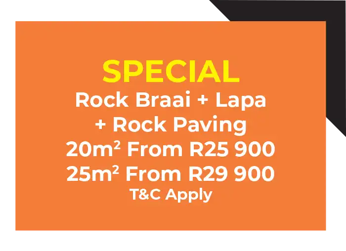 entertainment area rock braai with lapa and rock paving special